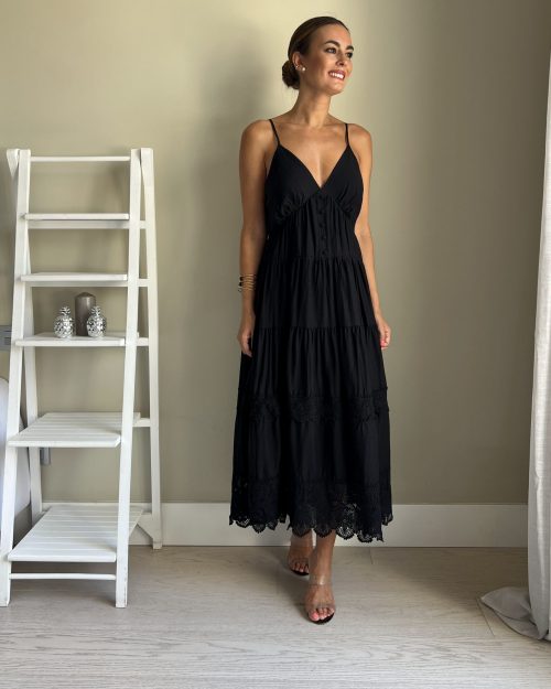 Vestido Negro Espalda Cruzada