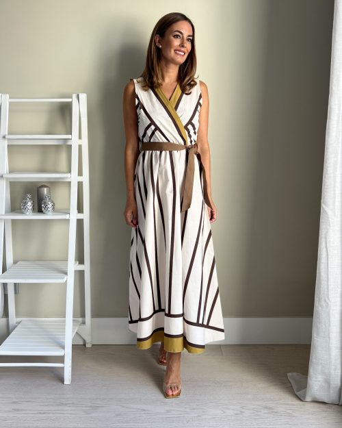 Vestido Rayas Marrón y Blanco