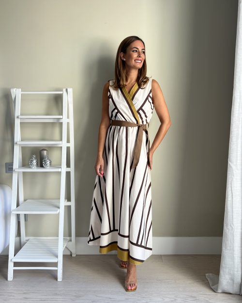 Vestido Rayas Marrón y Blanco - Imagen 2