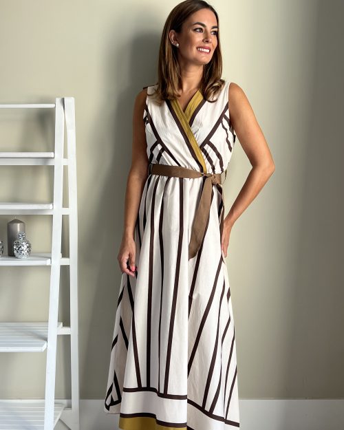 Vestido Rayas Marrón y Blanco - Imagen 4