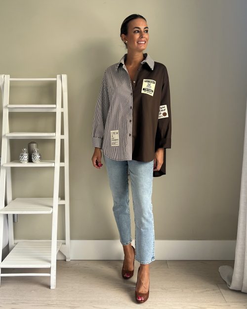 Camisa Combinada Marrón