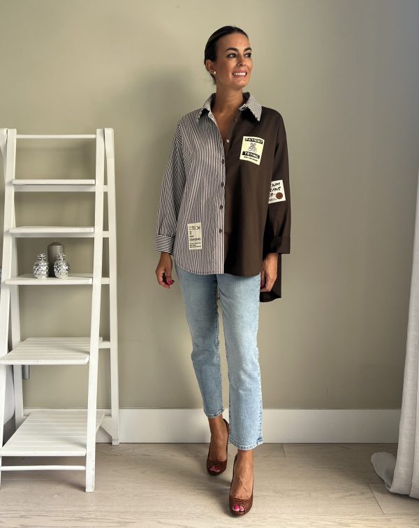 Camisa Combinada Marrón