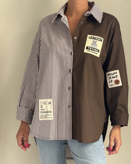 Camisa Combinada Marrón - Imagen 5