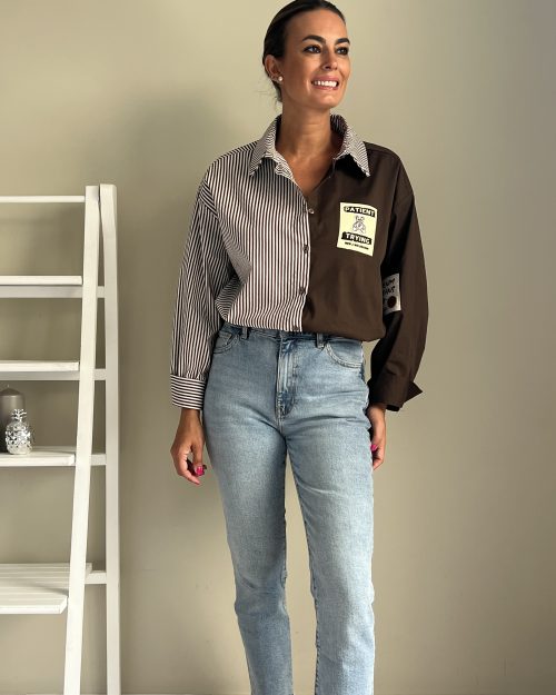 Camisa Combinada Marrón - Imagen 3