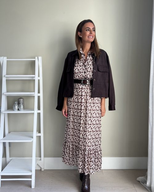 Vestido Boho Flores Marrón - Imagen 7
