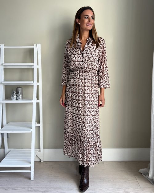Vestido Boho Flores Marrón