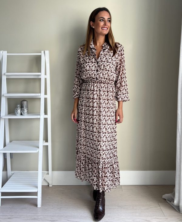 Vestido Boho Flores Marrón
