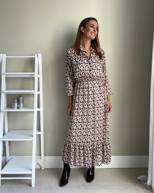 Vestido Boho Flores Marrón - Imagen 4
