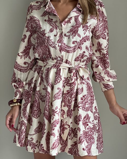 Vestido Camisero Mini Granate - Imagen 5