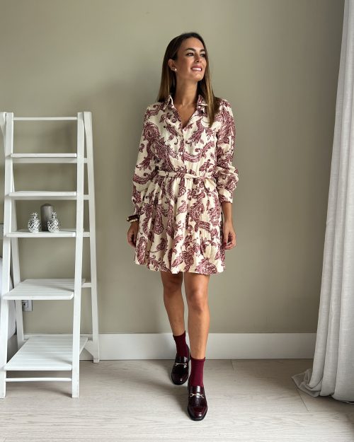 Vestido Camisero Mini Granate - Imagen 4