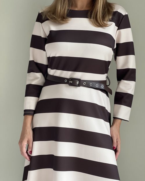 Vestido de Rayas Blanco y Marrón - Imagen 5
