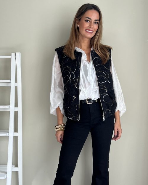 Chaleco Lana Estampado Negro
