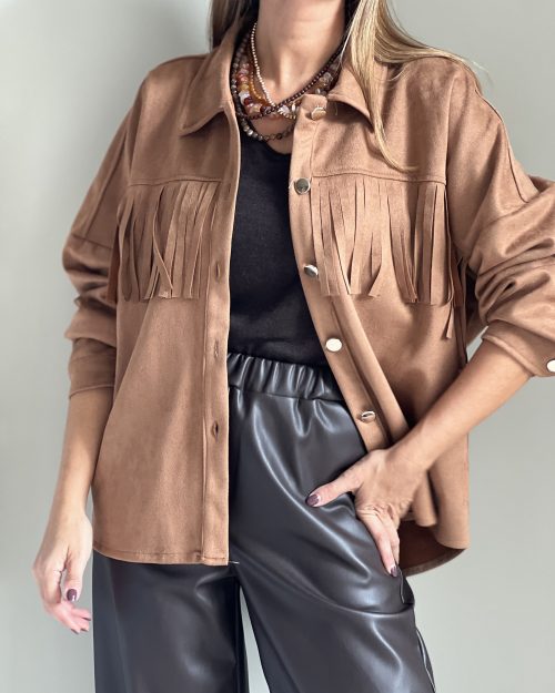 Chaqueta Flecos Camel