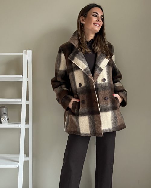 Abrigo de Cuadros Marrón