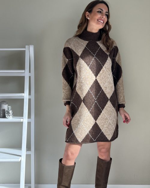 Vestido Rombos Marrón