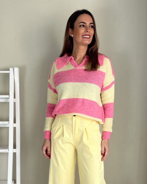 Jersey Rayas Amarillo y Rosa