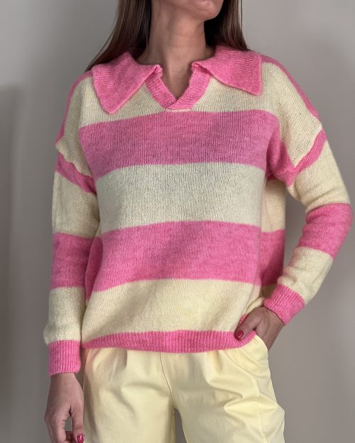 Jersey Rayas Amarillo y Rosa