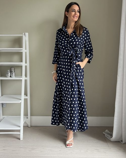 Vestido de Lunares Marino