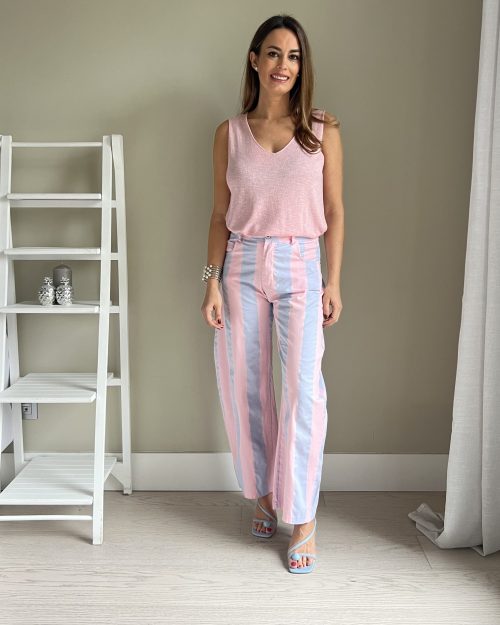 Pantalón de Rayas Azul y Rosa
