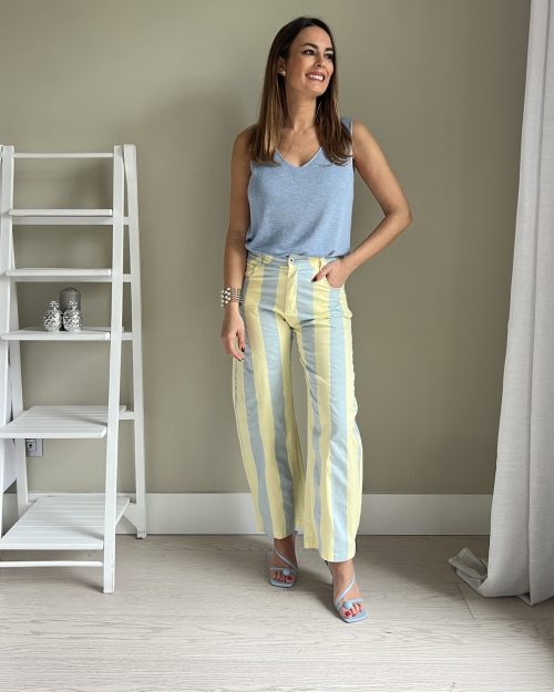 Pantalón de Rayas Azul y Amarillo