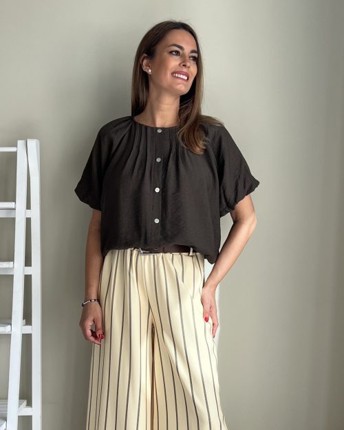 Blusa Marrón Chocolate Botones