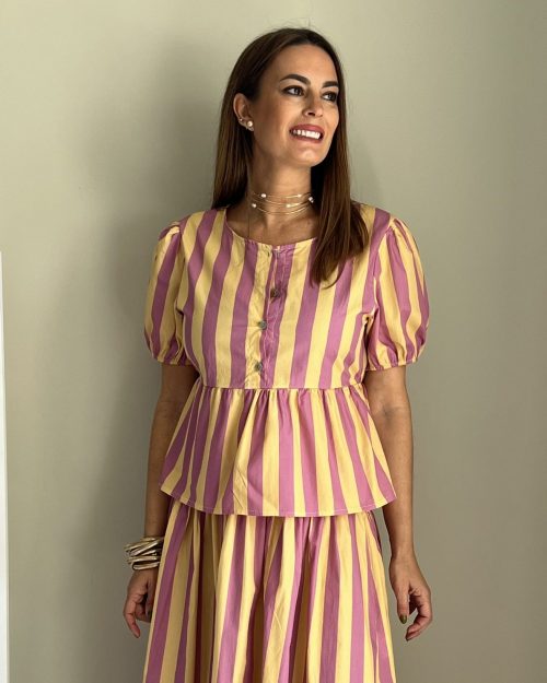Top de Rayas Amarillo y Rosa