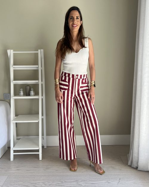 Pantalón de Rayas Frambuesa