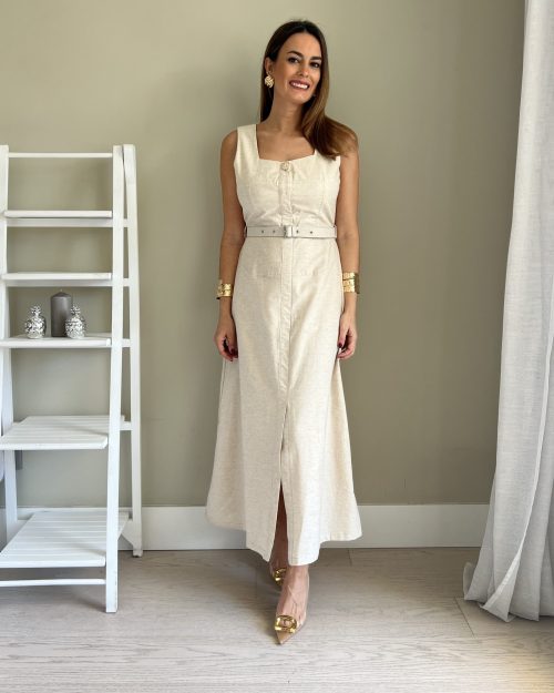 Vestido Lino Beige