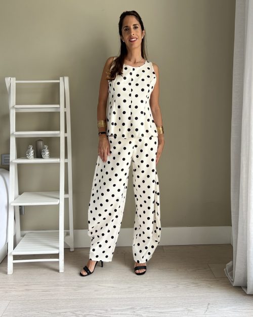 Conjunto Pantalón Lunares Blanco