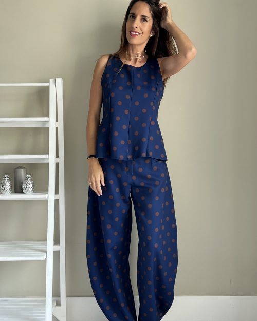 Conjunto Pantalón Lunares Azul
