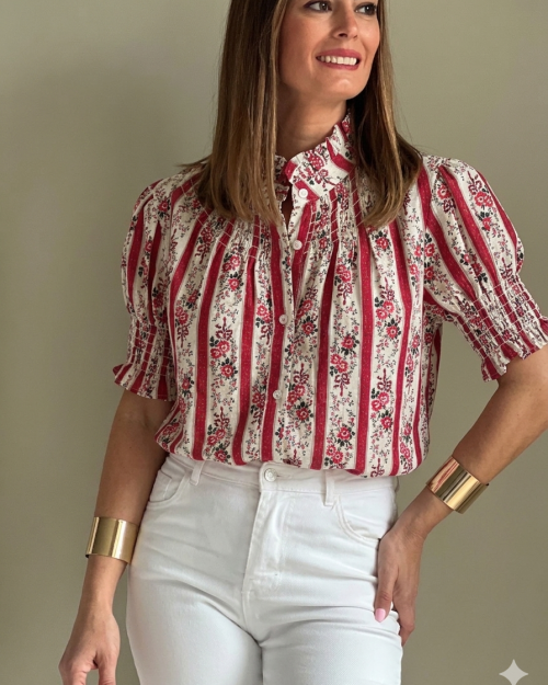 Blusa Flores y Rayas