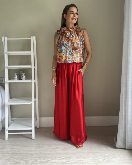 Pantalón Satinado Rojo