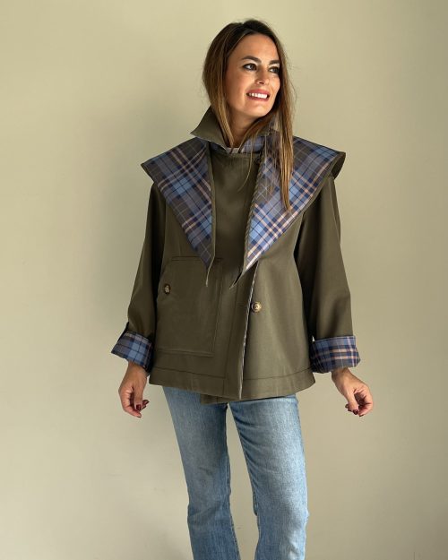 Gabardina Reversible Cuadros Verde