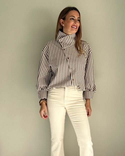 Camisa de Cuadros Cuello alto